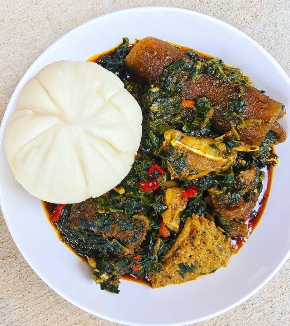 Semo with vegetable soup with meat